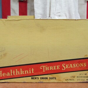Vintage 1940er Healthknit Herren Baumwolle/Wolle Union Anzüge 3 NOS w/Box Gr.40 Workwear Bild 9