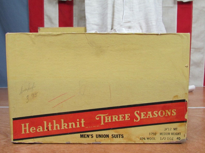 Vintage 1940er Healthknit Herren Baumwolle/Wolle Union Anzüge 3 NOS w/Box Gr.40 Workwear Bild 9