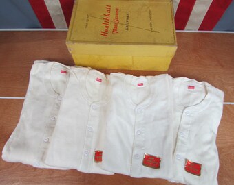 Vintage 1940s Healthknit Hombres Cotton Union Trajes 4 NOS w/Box Ropa interior Ropa de trabajo