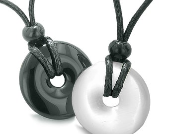 Large Lucky Charms Coin Donuts Positive Best Friends Sky Blue Purple Simulated Cats Eye Pendant Necklaces