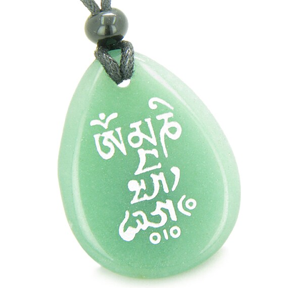 Mantra Tibetano Om Mani Padme Hum Amuleto Cuarzo Verde Colgante Collar