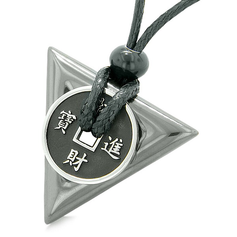 Amulet Lucky Coin Charm Triangle Pyramid Powers Spiritual Good Luck Energy Pendant Necklace
