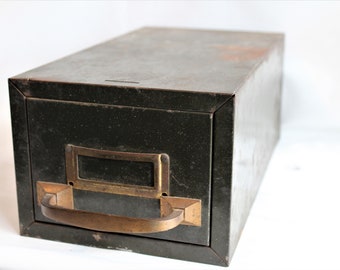 Vintage Metal Library Card file