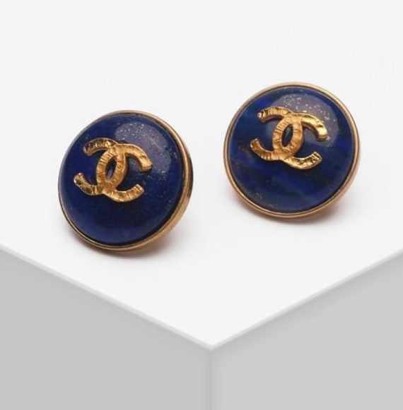 CHANEL earrings | Blue Lapis Lazuli and gold CC Ch