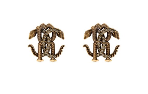 Roberto Cavalli earrings | snake rhinestone Caval