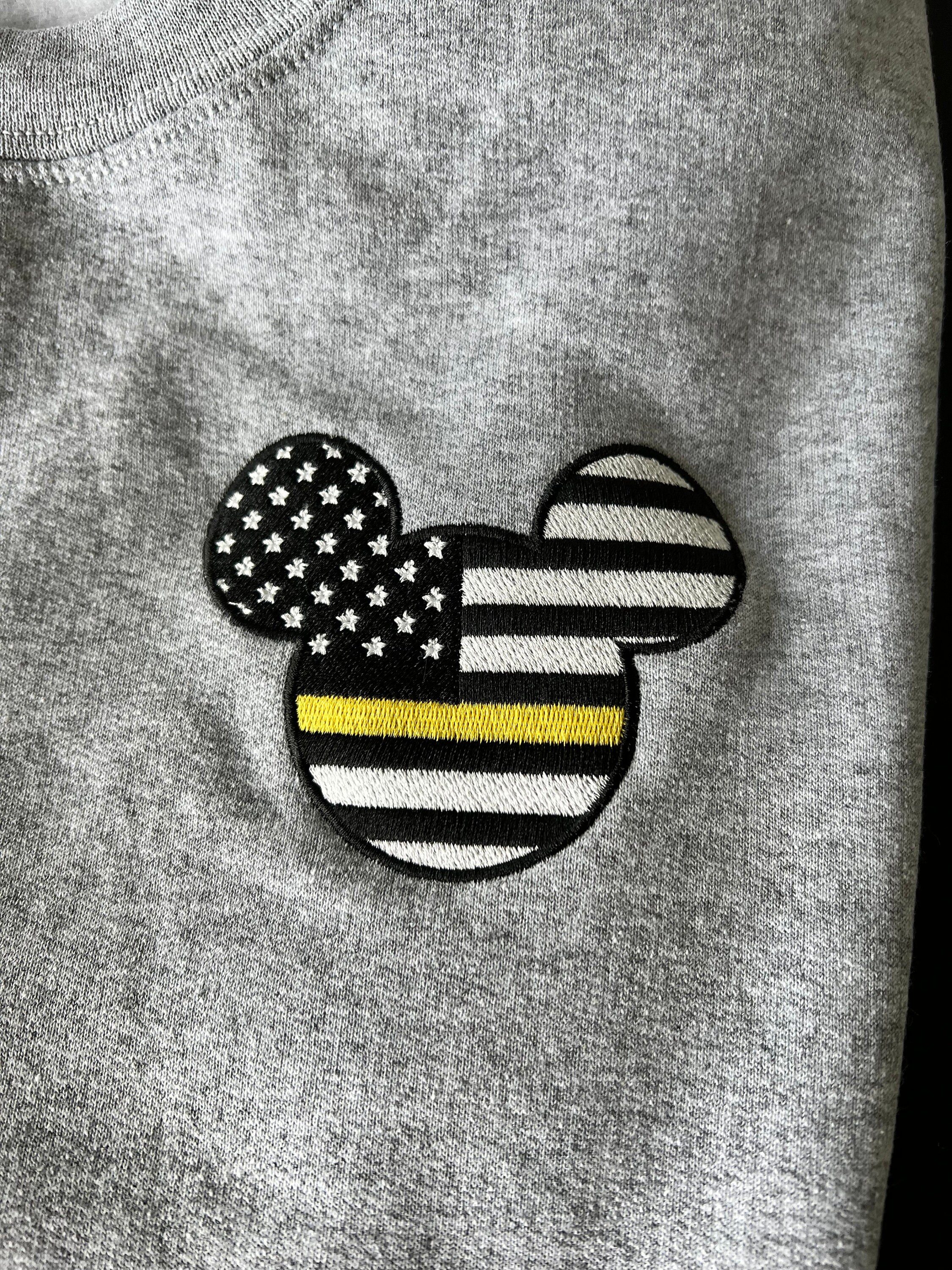 Dispatcher Thin Gold Line Embroidered Sweatshirt - Mickey or Minnie - Etsy