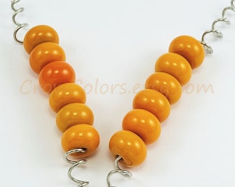 Perles d'espacement en verre au chalumeau jaune mangue - Fait main SRA