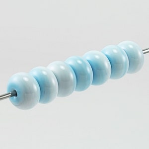 Pick a set - Sunny Skies - new color! Wispy blue and white beads - SRA handmade lampwork glass donuts. Size 11 or 11.25 mm. Shipping-ready.