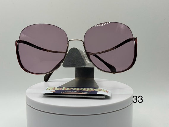 Vintage Oversize Sunglasses NOS Drop Temple Purple Lens Gold  display picture 1