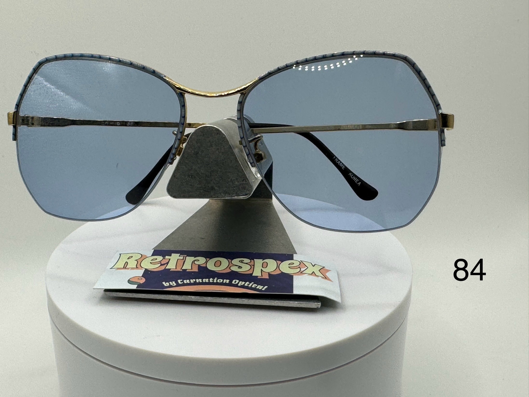 Vintage Oversize Sunglasses NOS 1980s Style Blue Lens Blue Stripe Frame Retro Oversized VINTAGE 80s RETRO SPORTY WRAP AROUND Style  main image 4