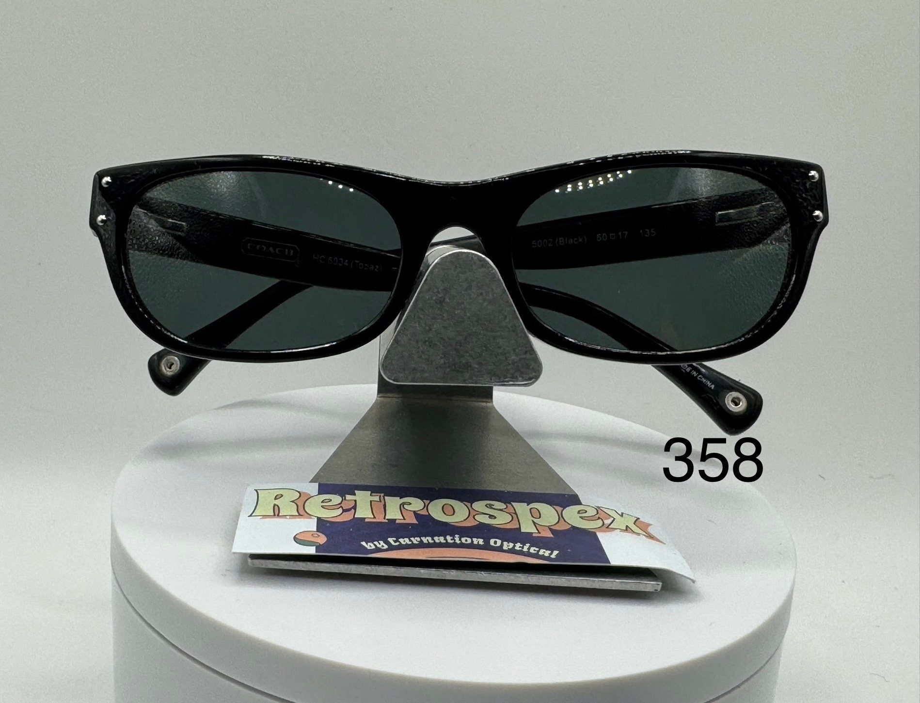 Vintage Y2K Sunglasses NOS 2000s Green Lens Coach HC6054 Narrow