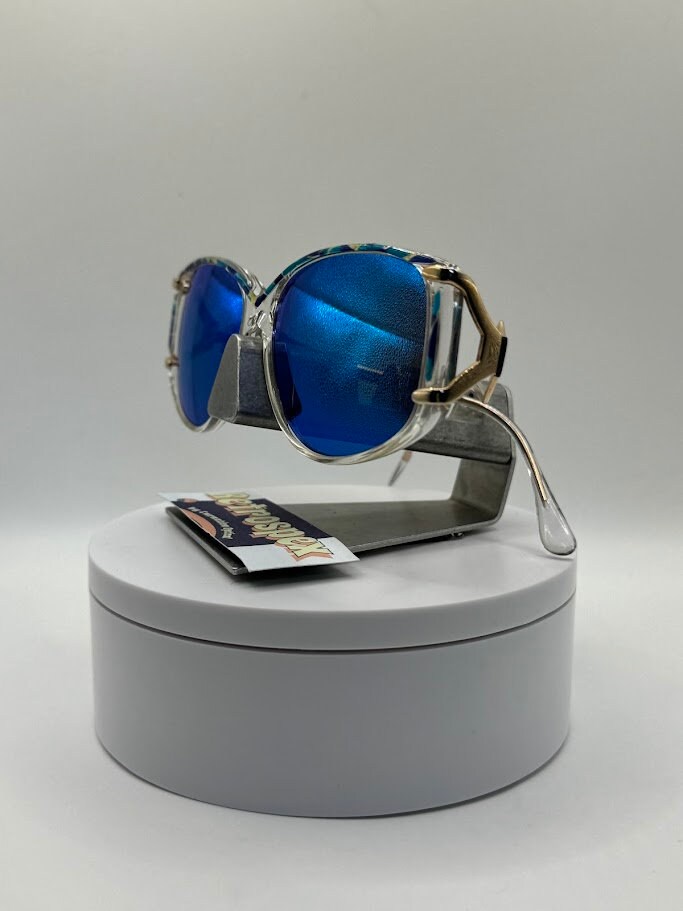 Vintage Oversize Sunglasses | NOS | Blue Mirror Lens | Oleg Cassini 1980s-1990s Vintage Oversize Sunglasses | NOS | Blue Mirror Lens | Oleg  main image 2
