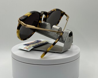 Vintage Oversize Sunglasses NOS Round Grey Lens Yellow Tortoise Frame 90s-00s Vintage Oversize Sunglasses NOS Round Grey Lens Yellow  main image 4