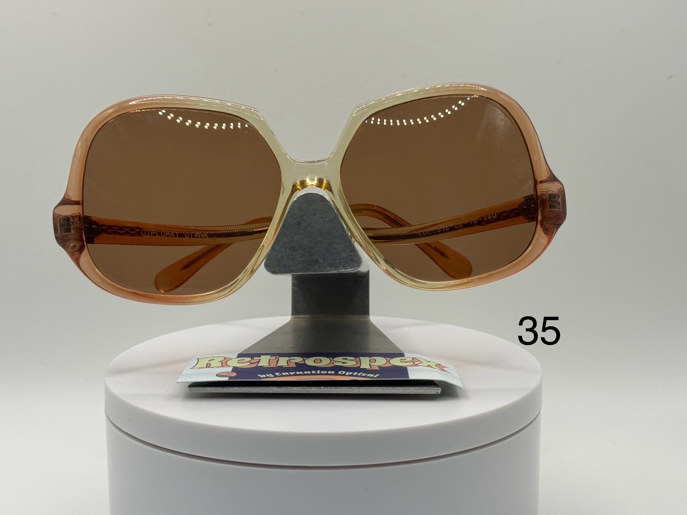 Vintage Oversize Sunglasses NOS Drop Temple Green Lens Black Crystal Frame 80s VF-By-Vintage-Frames-Goliath-  main image 4