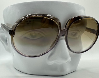 New 1970&#39;s Vintage Oversize Sunglasses | NOS | Big Round Plastic Style | Brown Fade Lens | #645 | Retro Glasses