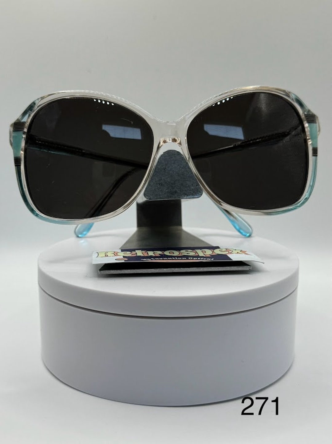 Vintage Oversize Sunglasses | NOS | Blue Nana Style | Oleg Cassini | 1980s-1990s Amazon.com: Classic 80 main image 2