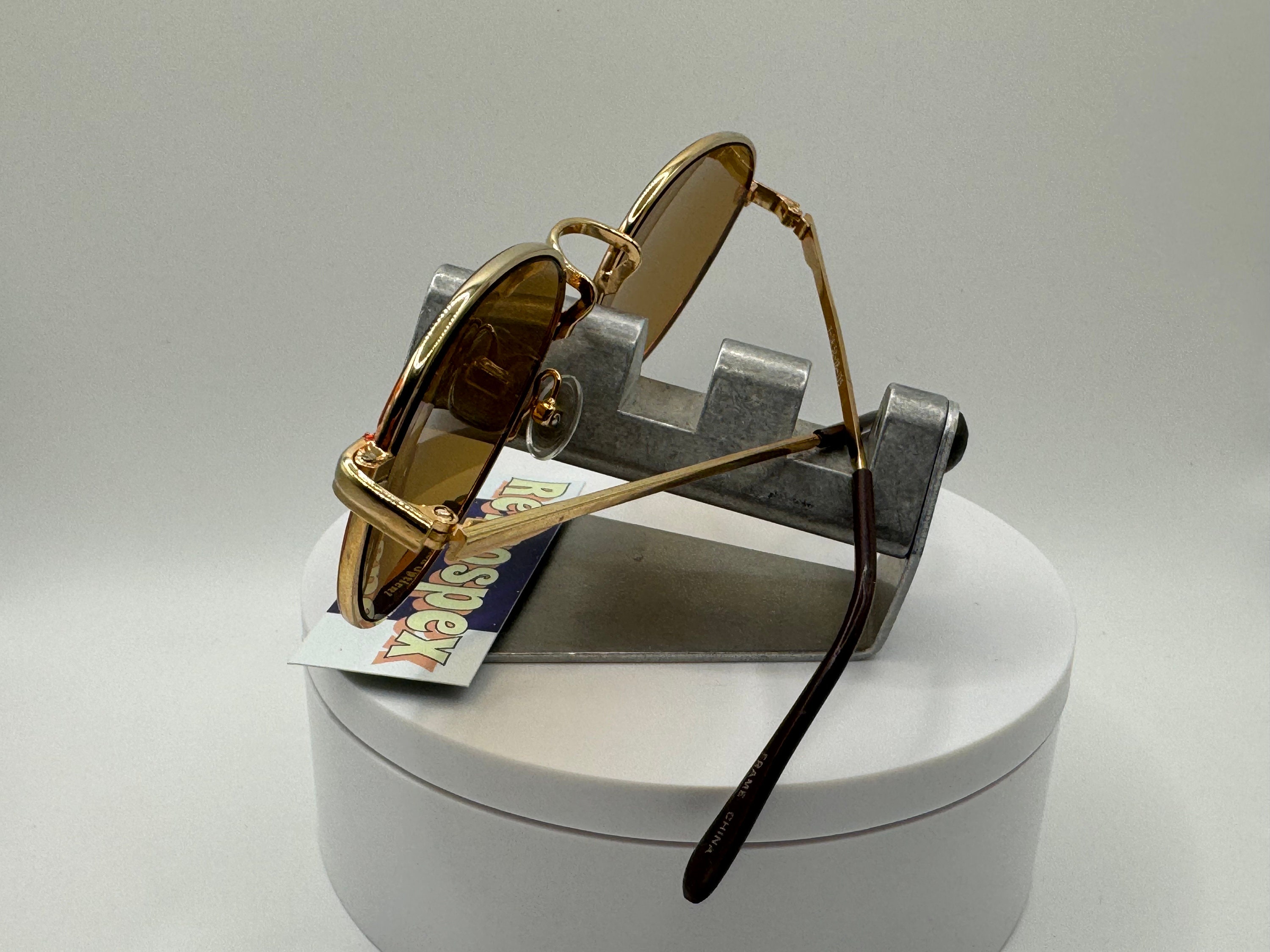 Vintage Oversize Sunglasses NOS Preppy Round Metal Style 