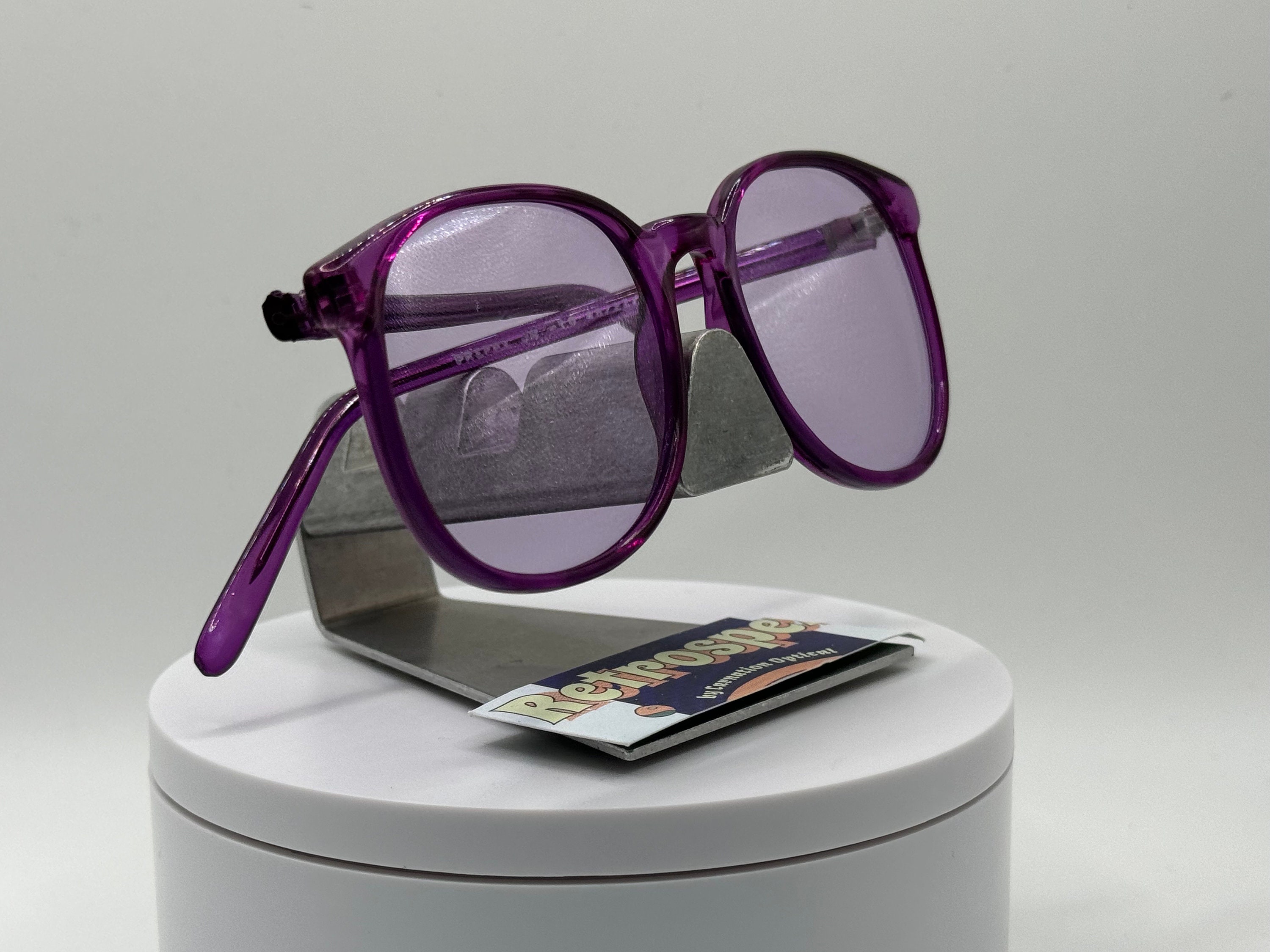 Vintage Oversize Sunglasses NOS Geeky Purple Lens Preppy Jr Purple Frame 80s-90s Vintage Oversize Sunglasses | NOS | Geeky Style | Purple  main image 4