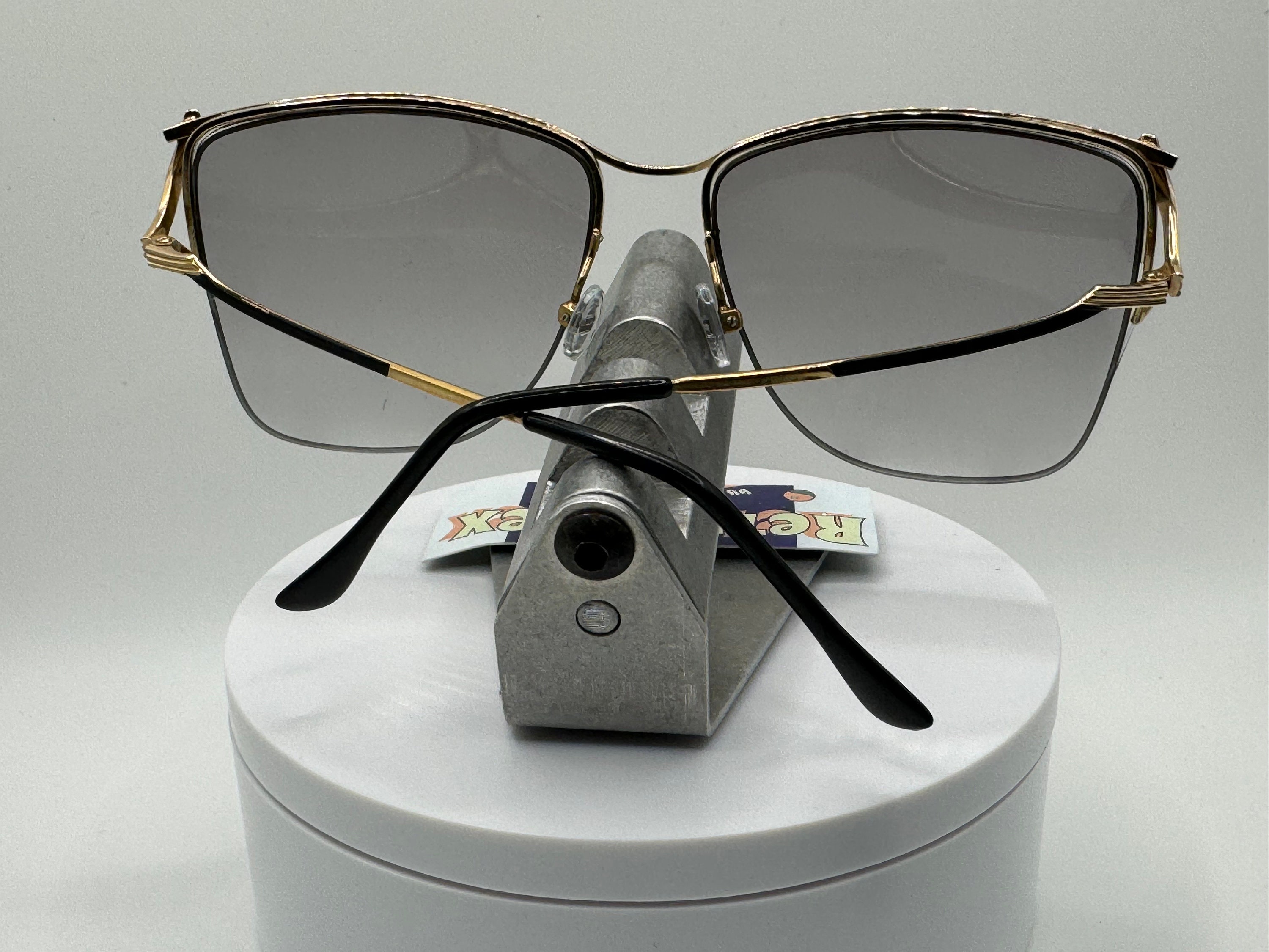 Vintage Oversize Sunglasses NOS Light Grey Fade Lens Black & Gold Frame Retro Vintage Oversize Sunglasses | NOS | Elegant Style | Light  main image 2