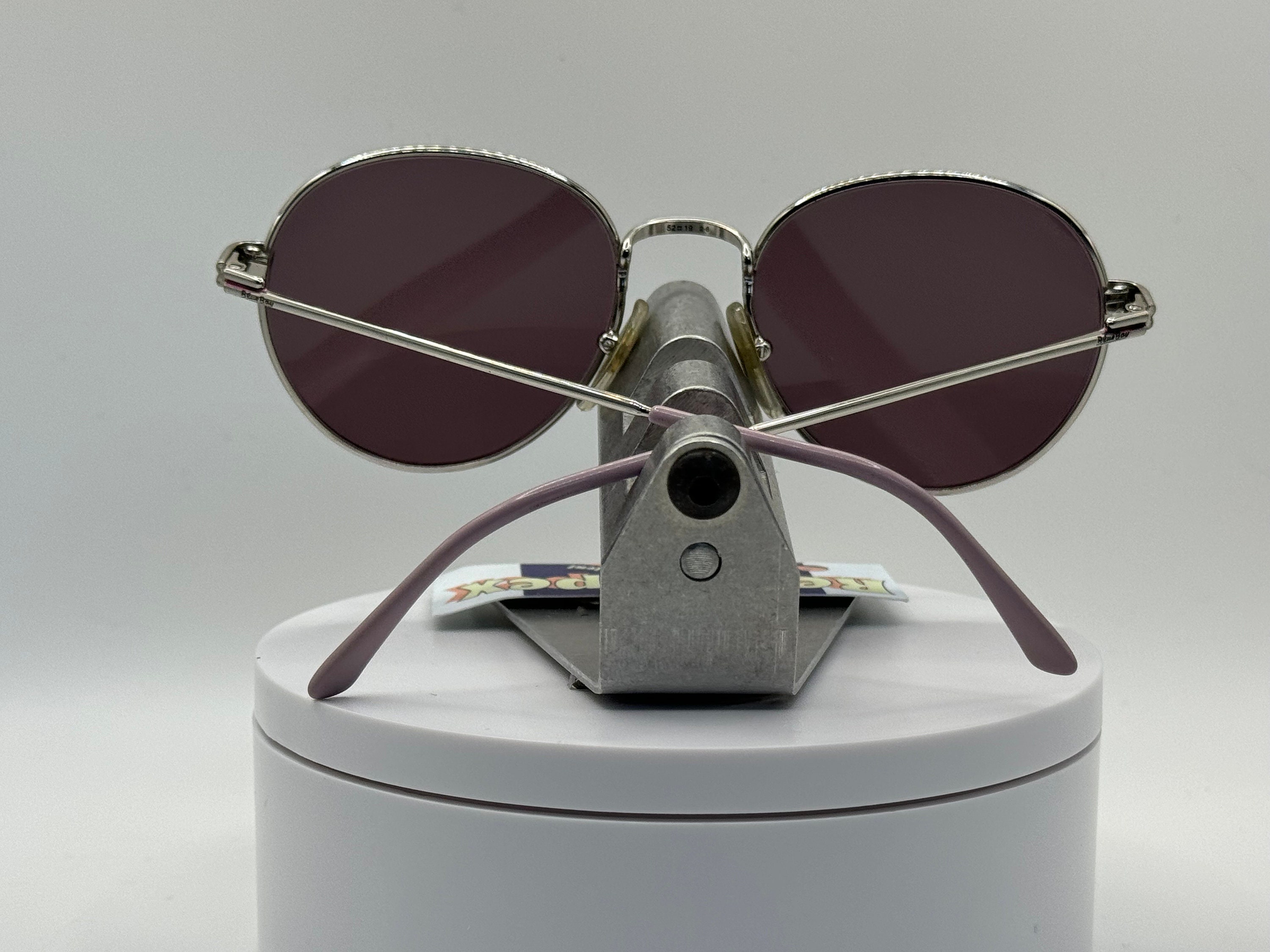 Vintage Oversize Sunglasses NOS Round Purple Lens Silver/Purple Frame Blue Bay Classic Oversize Joplin Style Hippie Round Circle Lens  main image 2