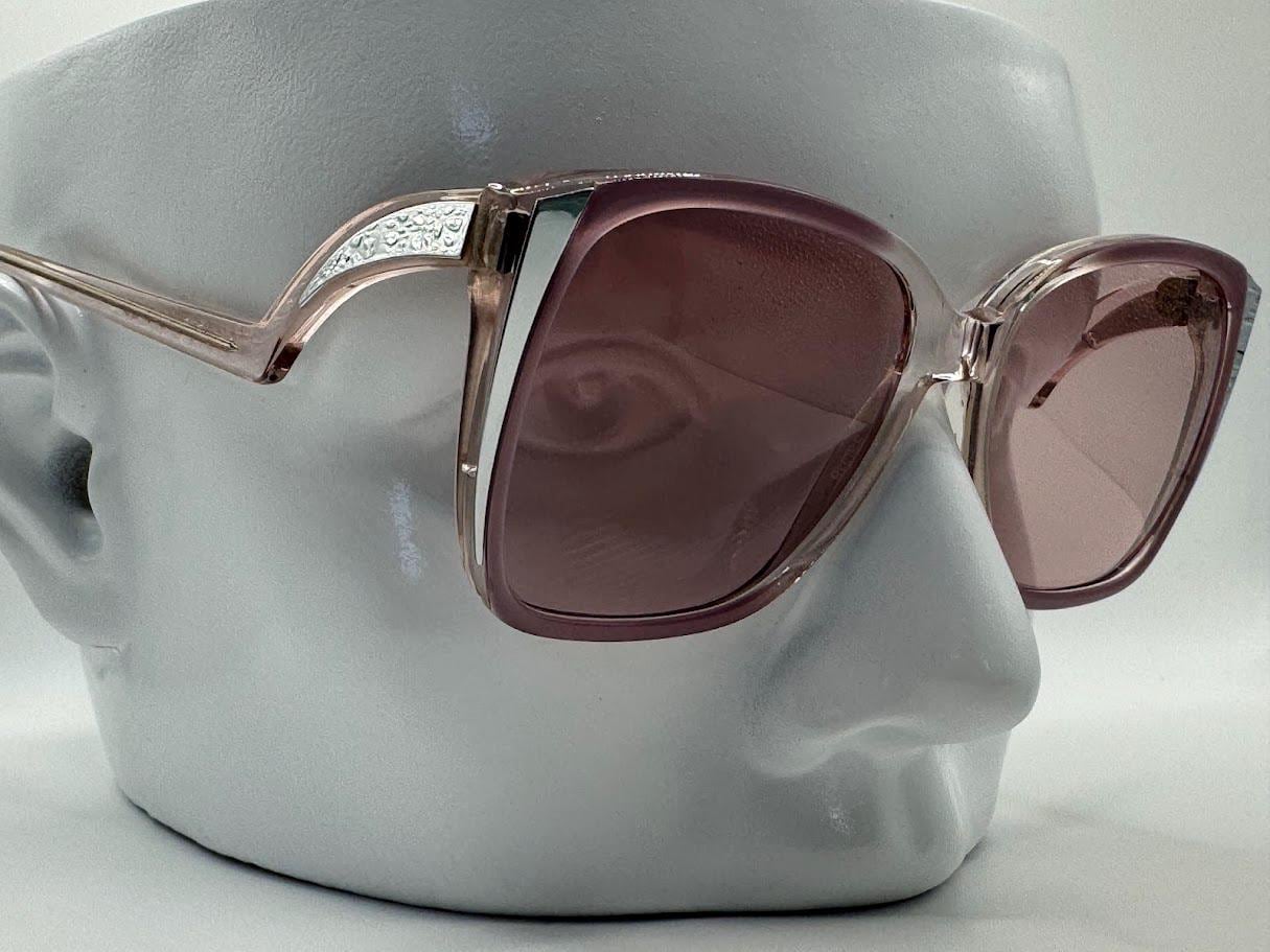 NEW Vintage Oversize Sunglasses | Non RX | Drop Temple Style Chrome |Made in USA Swan Optical Drop Temple Sunglasses – Old Focals main image 4