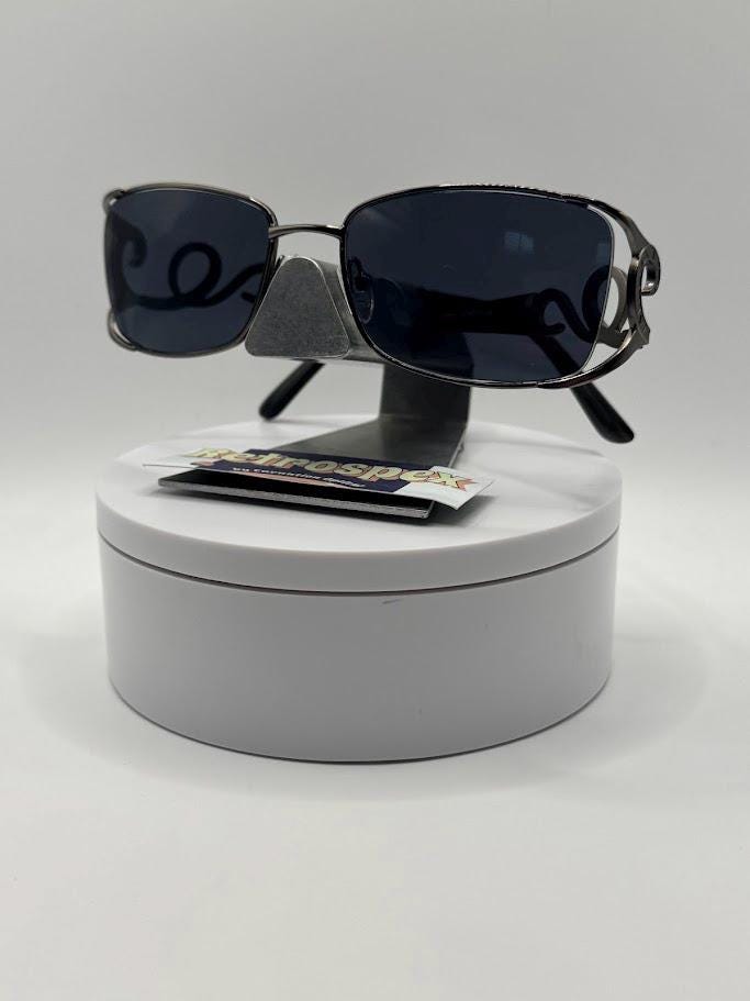 Vintage Y2K Sunglasses | NOS | Large Ornate Style | Grey  display picture 3