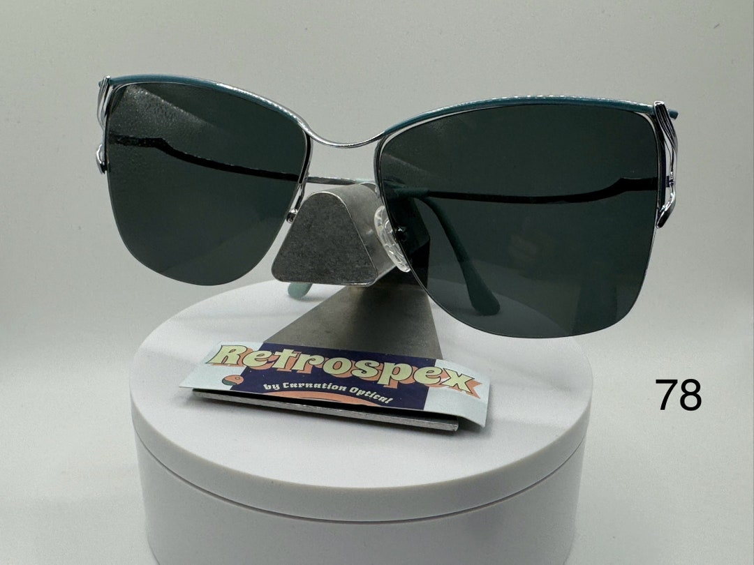 Vintage Oversize Sunglasses NOS Rimless Style G15 Lens Turquoise/Silver Retro Vintage Oversize Sunglasses | NOS | Rimless Narcos Style  main image 3