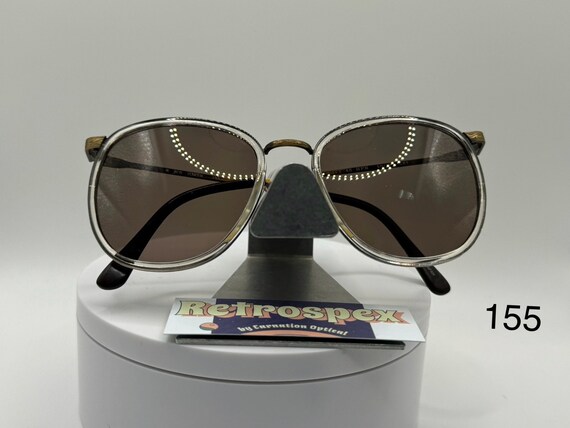 Vintage Oversize Sunglasses NOS Preppy Style Grey Fade Lens Wood Grain Frame 80s Vintage Oversize Sunglasses NOS Preppy Style Grey Fade Lens  main image 2