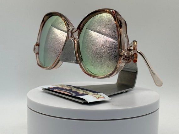 Vintage Oversize Sunglasses NOS Drop Temple Pink Mirror Grey Pink Zyl Frame 80s Vintage Oversize Sunglasses | NOS | Drop Temple Style | Pink  main image 2