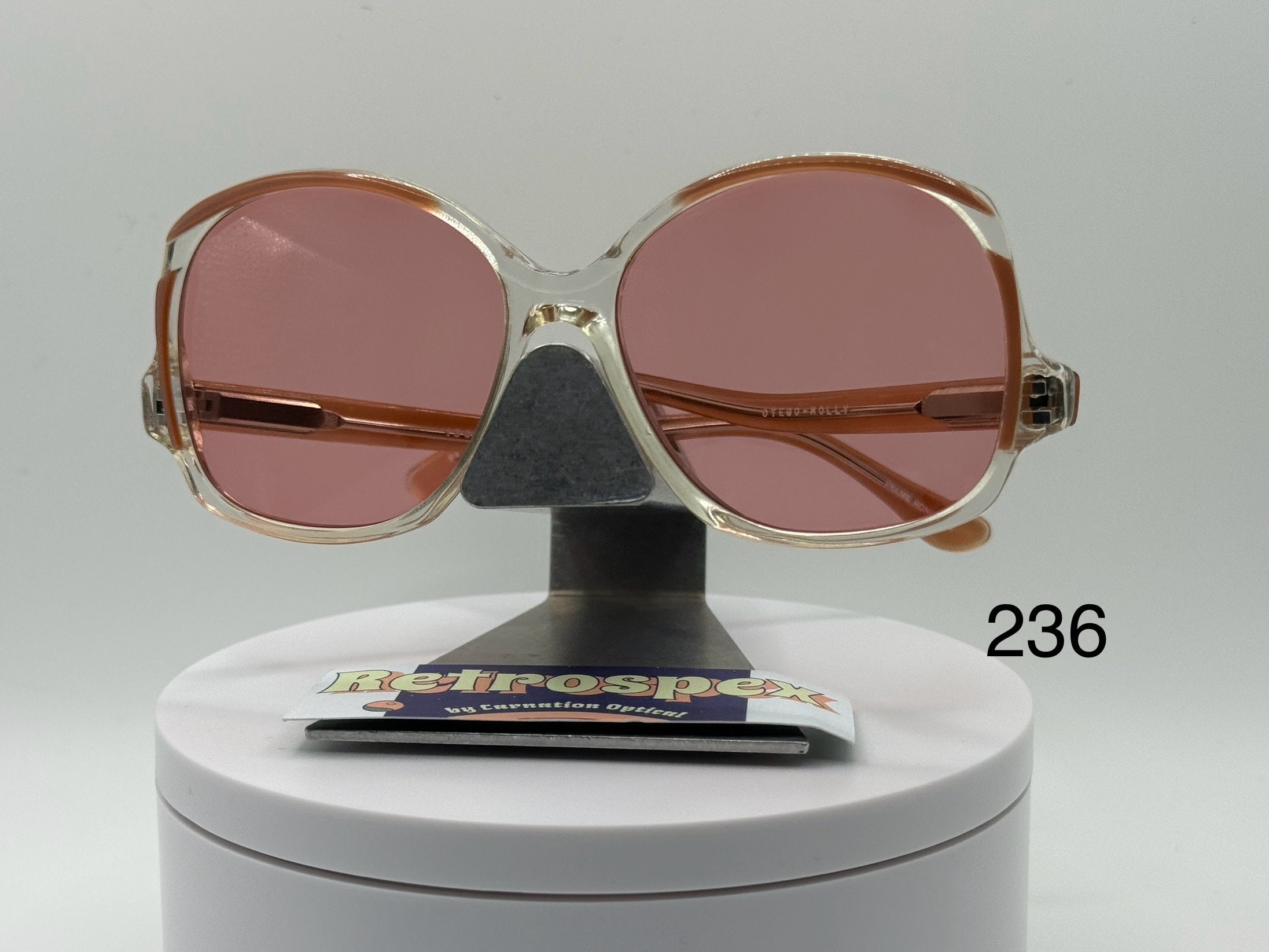 Vintage Oversize Sunglasses NOS Pink Rose Lens Clear & Red Frame 1970-1980 Retro il_fullxfull.4598235476_rqch.jpg main image 4