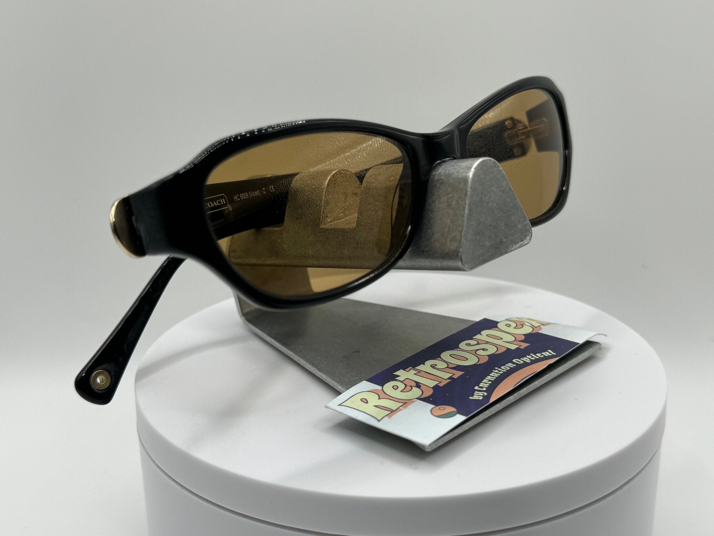 Vintage Coach Y2K Oversized Glam Sunglasses Black Brown Gradient w/Original Case Coach sunglasses y2k - Depop main image 3