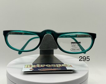 True Vintage Eyeglasses | NOS | Half Eye/Reader Style | Original Demo Lens | Dimensions D665 | Green Plastic Frame | #295 | Retro Glasses