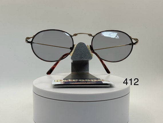 Vintage Eyeglasses NOS Round | Light Grey Lens | Gold/Wine Metal Frame | 90s-00s Vintage Eyeglasses | NOS | Round/oval Style | Light Grey  main image 2