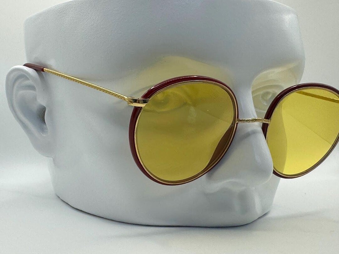 True Vintage Oversize Sunglasses NOS Round Style Yellow Lens Oleg Cassini #572 Oleg Cassini Space Age Cateye Sunglasses main image 4