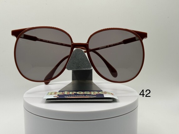 Vintage Oversize Sunglasses NOS Preppy Grey Lens Brown Frame 