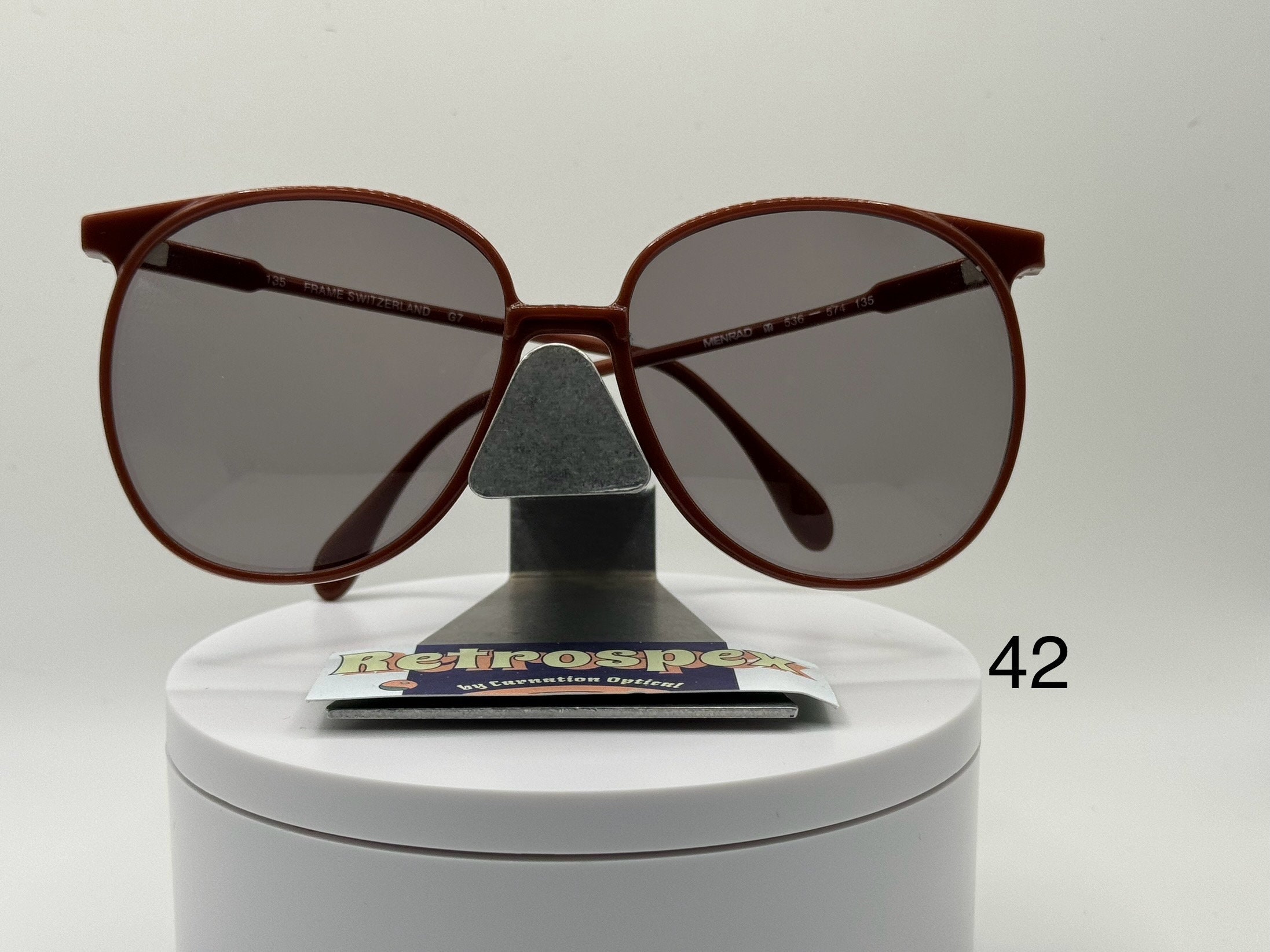 Vintage Oversize Sunglasses NOS Preppy Style Grey Lens Burgundy Frame 80s-90s Vintage NOS Oversize Sunglasses Preppy Style Grey Sun Lens  main image 3