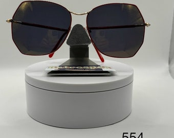 Vintage Oversize Sunglasses | NOS | Gold Mirror Lens | Red  display picture 3