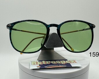 Vintage NOS Oversize Sunglasses Preppy Style | Custom Bright Green Lens | Geoffrey Beene| Green Tortoise | 1990&#39;s |  #159