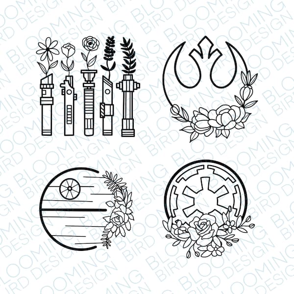 Sun Wars - DIGITAL FILE - Png Files - Space Battle - Vinyl Cut File - Instant Download - Floral Flower