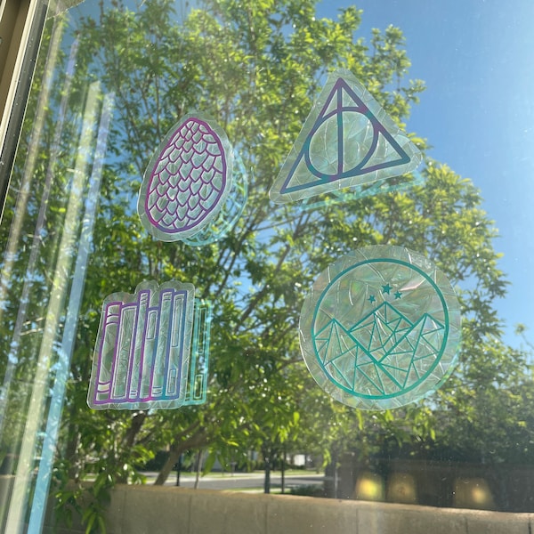 Book Inspired Suncatcher - Window Cling -  Window Sticker - Rainbow Maker - Reuseable - Prism Suncatcher