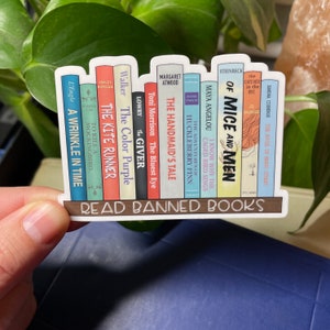 Read Banned Books Vinyl Sticker - Laptop Decal - Water Bottle Sticker - Tablet Decal - Waterproof Weatherproof