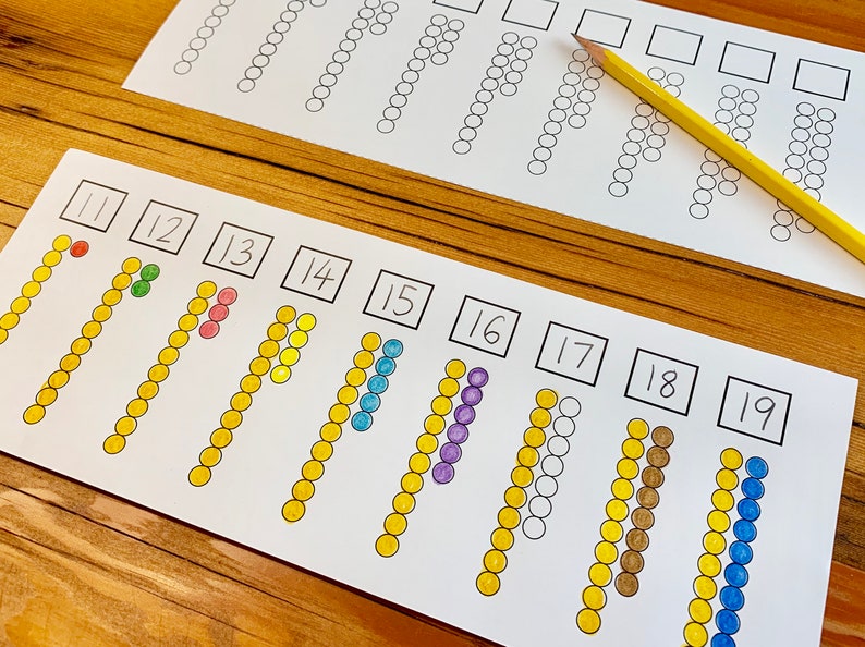 teens paper montessori teens bars writing numbers 11 19 etsy