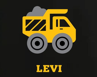 Dump Truck Iron on Vinyl Decal: Cute Yellow Truck HTV for kids, Personalized Truck Iron-on Patch, Construction Vehicle Iron-on