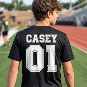 Personalized Sports Jersey Iron-On: Varsity Name & Number Decal, College-Style Heat Transfer Names, Custom Football and Soccer DIY Patch