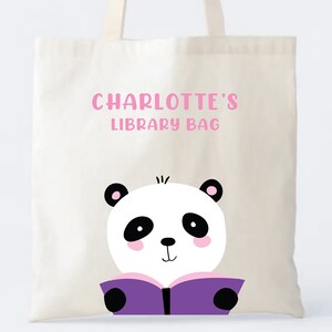 Sac fourre-tout pour bibliothèque personnalisé avec nom, sac de lecture personnalisé ours polaire pour enfants, sac de lecture 10 x 12 po, sac de livre d'enfant personnalisé