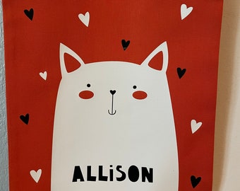 Personalized Cat Tote Bag: Durable Canvas Kids School Bag