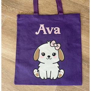 Cabas pour chien girly, sac pour chiot pour l'école, cabas pour chien pour enfants, sac pour chiot personnalisé pour enfants, sac pour chiot fille personnalisé, cabas fonctionnel pour chien avec nom