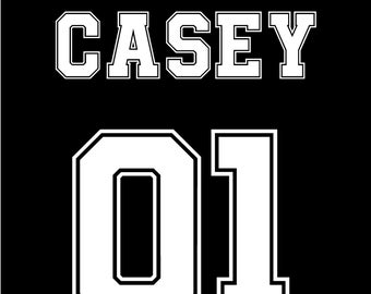 Personalized Sports Jersey Iron-On: Varsity Name & Number Decal