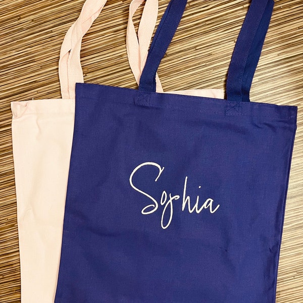 Tote bag with Name, Personalized Corporate Gifts for Adult Men & Women, Simple Canvas tote w/ Scipt Name, Custom Reusable Daily grocery tote