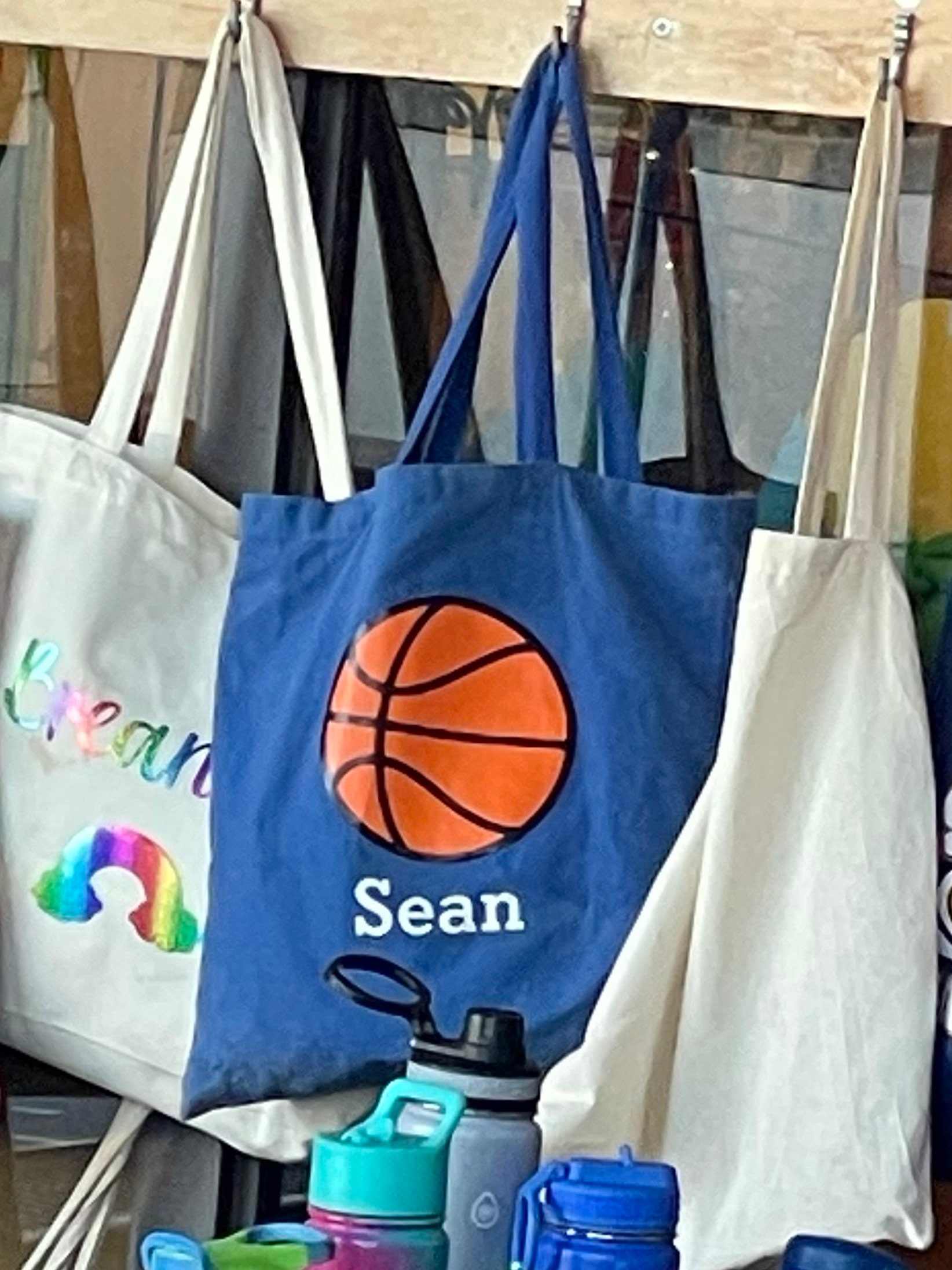  AUUXVA Canvas Tote Bag Heart Shape Basketball Sports